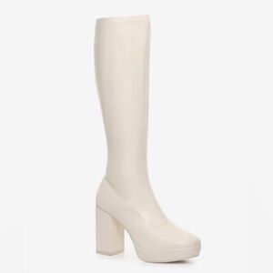 DSW Cream Heeled Boots for Women